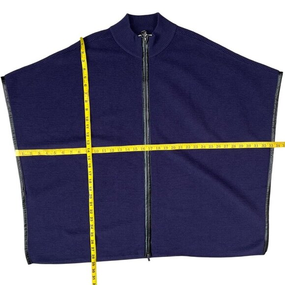 ✨ Chico’s Deep Purple Ribbed Zip-Front Ruana Cape Sweater – S/M - Picture 10 of 10